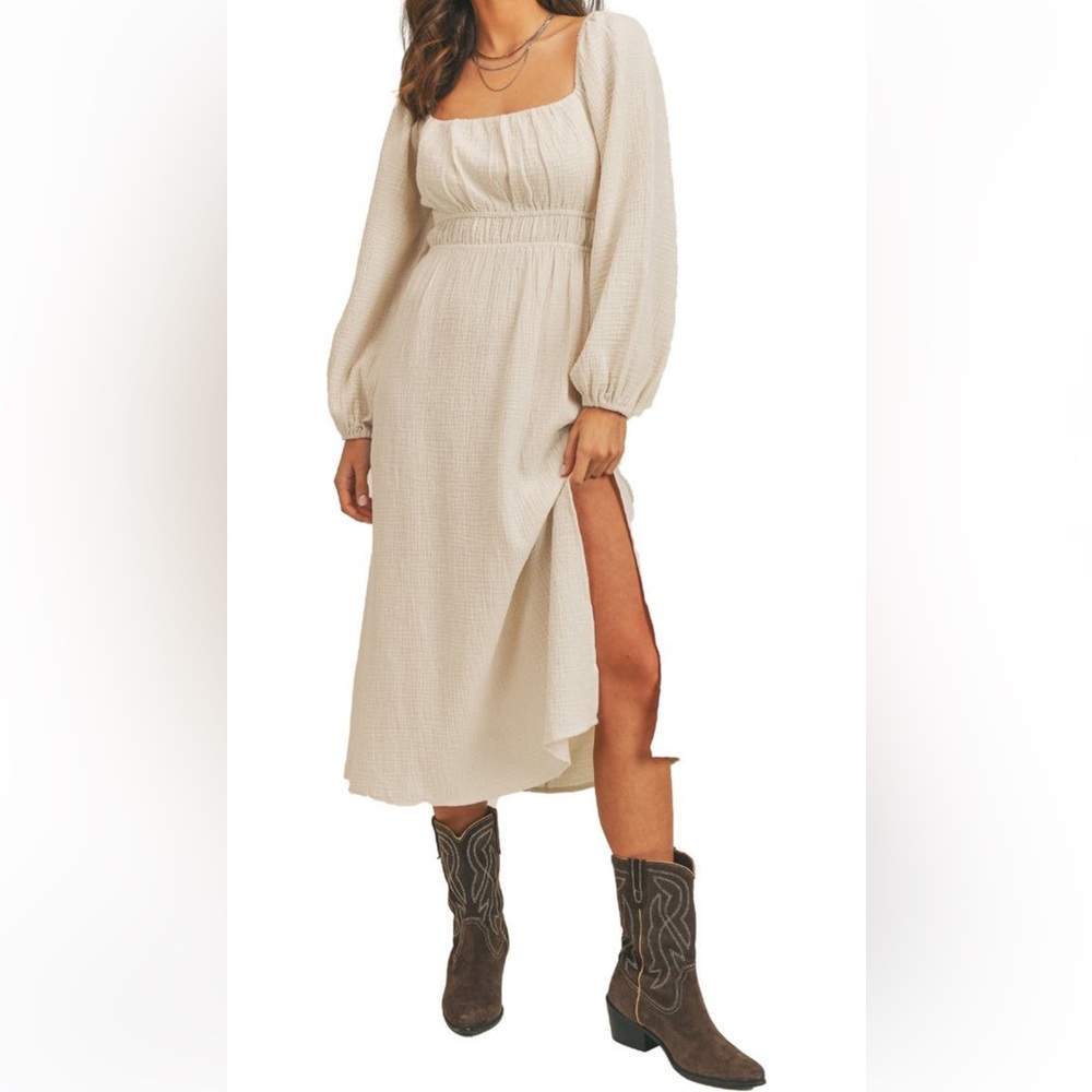 NWOT! Lush Square Neck Back Cutout Midi Dress